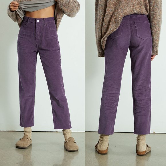 PacSun Denim - PacSun Purple Corduroy High Waisted Straight Leg Jeans